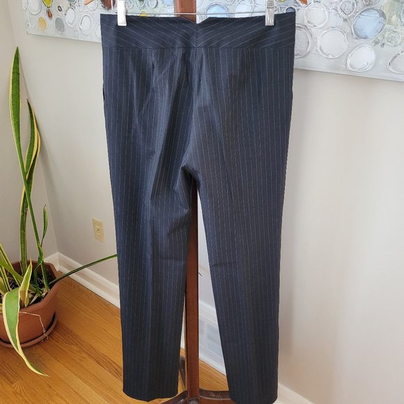 Periphery Grey and Camel Pinstriped Wool Blend Pants US 6 - Picture 10 of 12